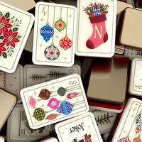 Mahjong de Noël américain de luxe avec des tuiles rouges festives pour les soirées de jeu en famille et les divertissements de fête
