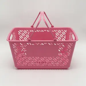 Mini Supermarket Shopping Hand Basket Pink Shopping Basket For Retail Stores