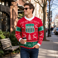 Maillot de hockey de Noël personnalisé en sublimation rouge, chemises de Noël pour hommes, pull