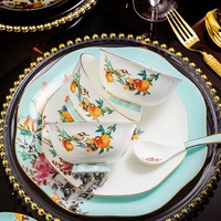 Service de table en porcelaine fine Pomegranate Manor, élégant, peint à la main, motif floral, pour dîners de luxe, mariages et usage domestique