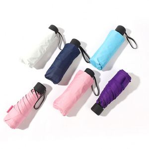 Parapluie pliable compact en polyester à 5 sections avec panneaux en pongé, design moderne, plusieurs couleurs au choix, idéal pour les voyages - Product Image 1