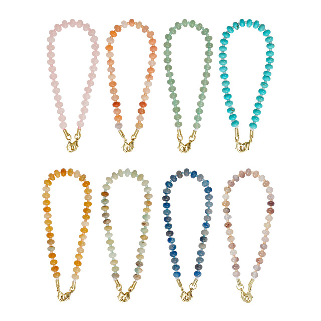 DIY Natural Stone Beads Phone Chains Keychain Bracelet Mobile Phone Charms Strap Cell Phone Case Lanyard for Women Girls