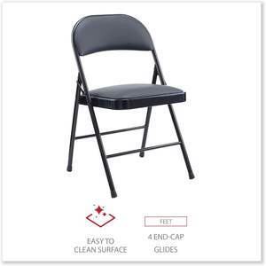 Chaise pliante Alera au design contemporain, rembourrage en PU, supports métalliques, capacité de charge jusqu'à 250 livres, dossier et base noirs, utilisation en extérieur, lot de 4/carton - Product Image 5