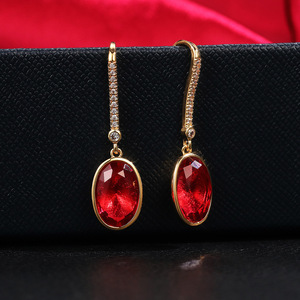 Orecchini Pendenti Ovali Rossi Minimalisti per Donne, Gioielli per Orecchie Ispirati al Vintage e Versatili - Product Image 4