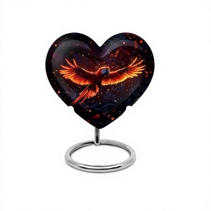 Urne en forme de cœur à ailes allumées d'oiseau pour cendres humaines-Grande urne pour cendres féminines adultes-Urne commémorative de crémation avec sac gratuit - Product Image 1