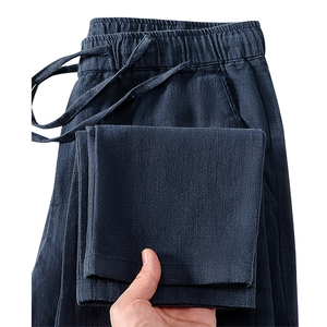 Pantalons décontractés en coton et lin pour hommes, printemps 2026, pantalons en lin amples, pantalons à jambes droites, printemps et automne - Product Image 5