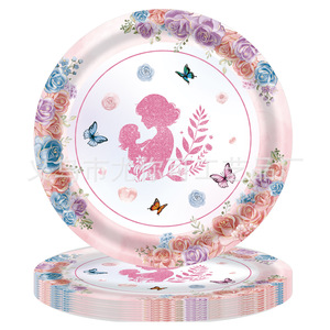 Articles de fête floraux pour la fête des mères, nappes jetables, assiettes en papier, gobelets, serviettes, ensemble de couverts, 60-80 pièces, respectueux de l'environnement - Product Image 2