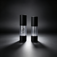 Flacon de lotion sans air noir personnalisé de 30 ml avec contenants cosmétiques en plastique et pompe sans air pour l'emballage des soins de la peau