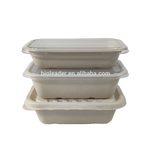 ถาดบรรจุภัณฑ์ชานอ้อยย่อยสลายได้แบบไม่ฟอกขาว ผลิตจากเยื่อกระดาษรีไซเคิล พร้อมฝาใส - Product Image 1