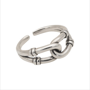 S925 Silver Unique Rope Knot <b>Ring</b> For Women Retro Fashion Hip Hop Interlocking <b>Open</b> <b>Ring</b> Index Finger Trendy Jewelry - Product Image 5