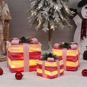 <b>Christmas</b> New Product Decoration Gift <b>Box</b> Set 3-Piece Rectangle Polyester Iron Cloth For Festive Scenes And <b>Christmas</b> Tree - Product Image 2