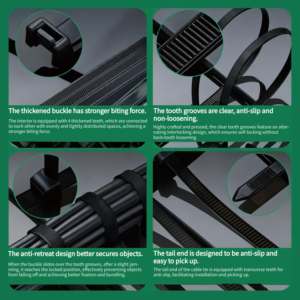 Groothandel Fabrikant Zwart Custom Kleur Pa66 Heavy Duty Plastic Zelfsluitende Zip Tie <span class=keywords><strong>Nylon</strong></span> Kabelbinders - Product Image 4