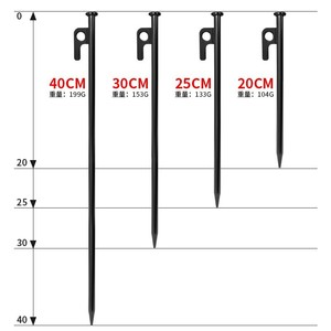 Estacas de acero H095 de 30 cm, negras, que brillan en la oscuridad, de grado industrial, para acampar al aire libre, para herramientas de supervivencia. - Product Image 4
