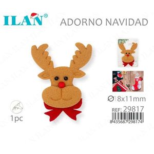 Adorno Navideño de Cabeza de Ciervo con Lazo Rojo Decorativo de 8x11mm - Product Image 3