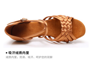 2025 zapatos de baile de seda de tacón alto para mujer, zapatos de baile de fondo suave para mujer, zapatos de salón de Salsa de 8,5 cm para niñas - Product Image 6