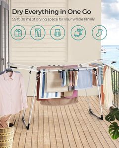 Séchoir à <span class=keywords><strong>linge</strong></span> en métal robuste pliable <span class=keywords><strong>pour</strong></span> balcon, buanderie, intérieur, extérieur, usage domestique - Product Image 3