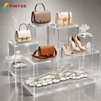 Exhibidores Acrílicos Escalonados Transparentes para Venta al por Mayor, Soportes de Bloques Transparentes para Joyería, Bolsos, Zapatos, Cosméticos, Exhibición en Tiendas y Escaparates