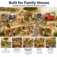 Parque Infantil Modular Panorámico para Niños, Zona de Juegos con Temática de Mercado, Cafetería y Carretera, Cumple con la Normativa ASTM, Ideal para Centros Comerciales