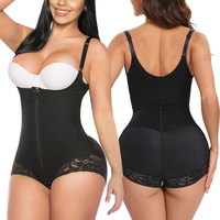 Body de forme amincissante avec étiquette ouverte à l'entrejambe Vêtements de forme haute compression BBL Stage 2 Gaines postopératoires Broderie Lève-fesses respirant