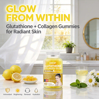 Complément Éclaircissant et Antioxydant au Glutathion et Collagène avec Acide Hyaluronique et Extraits de Fruits – 60 Gummies pour une Peau Éclatante