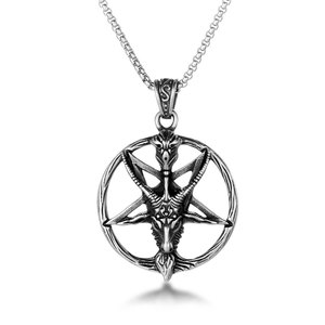 Collier pendentif tête de mort de Satan et breloque en forme d'agneau en argent tibétain en forme d'étoile pour hommes et femmes SP851 - Product Image 5