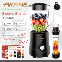 AKANE A.81465 Elektrische blender 500W 1,5L glazen kan 24000RPM 4-in-1 elektrische blender/mixer met snelle start en eenvoudige reiniging