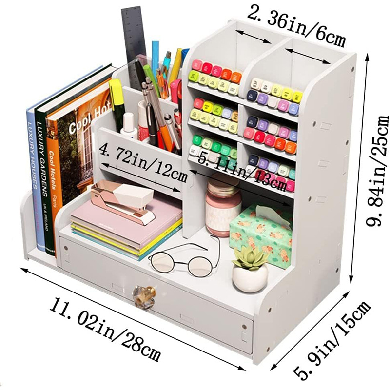 10-hole pen holder with bookend