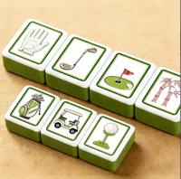Set Ubin Mahjong Amerika Desain Bertema Golf Akrilik Hijau untuk Hiburan, Logo Kustom Mewah, Musiman, Olahraga Luar Ruangan