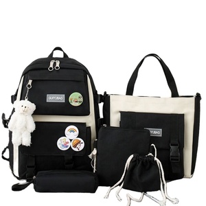 Custom Aesthetic <b>Backpack</b> Set - 5pcs Cute Trendy Daypack for <b>School</b> Teens Girls, <b>Large</b> Capacity Preppy Shoulder Bag - Product Image 4