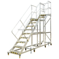 Escalier mobile en aluminium portable pour entrepôt, supermarché, bibliothèque, escalier à 3 marches avec roulettes, fabrication sur mesure