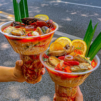 Gobelet jetable transparent en plastique PP pour jus, soda, bubble tea, avec bol à collation et paille, et plateau alimentaire