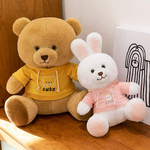 Peluche Orsetto con Cappuccio, Simpatico Cucciolo di Peluche, Compagno per <span class=keywords><strong>Bambini</strong></span>, Regalo di Compleanno per Bambine, <span class=keywords><strong>Cuscino</strong></span> Decorativo a Forma di Coniglietto - Product Image 3