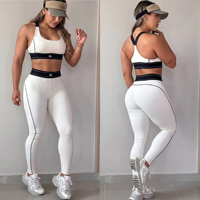 Conjunto de Yoga de 2 Piezas para Mujer, Cintura Alta y Levanta Glúteos, Bra Deportivo de Alta Elasticidad y Leggings, Traje de Compresión para Verano, Ideal para Correr