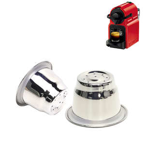 Filtre à café réutilisable et rechargeable en acier inoxydable 304 durable, texture brossée, avec couvercle, pour <span class=keywords><strong>capsules</strong></span> <span class=keywords><strong>Nespresso</strong></span> - Product Image 3