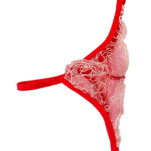 <b>Men</b> Lace <b>Thong</b> Red Low-Rise See-Through Mesh U-Shaped Sexy Underwear Spring 2025 - Product Image 4