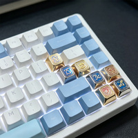 Capuchons de touches en acier inoxydable blanc crème avec symboles du zodiaque colorés, incrustation métallique, design mignon, capuchons de touches artisanaux pour clavier mécanique