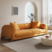Ensemble de canapés modulaires Wabi-Sabi de qualité supérieure, style crème, design nordique minimaliste, canapé 3 places en tissu mat pour salon