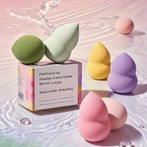全新设计彩色定制天然化妆品工具配件可水洗面部美容自有品牌超柔软化妆海绵 - Product Image 2