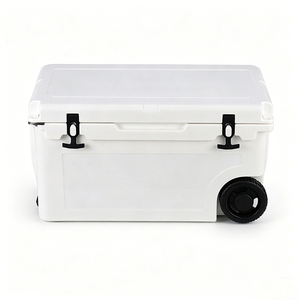 Glacière portable OEM 55QT à panneau solaire, en PE thermoformé, écologique, double compartiment, avec roulettes et poignée télescopique, pour aliments et boissons en extérieur - Product Image 2