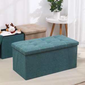 كرسي عثماني حديث قابل للطي 76*38*38 سم متعدد الاستخدامات للمنزل وغرفة المعيشة والأثاث ومدخل قماشي من الكتان للتخزين والورشة والمدرسة - Product Image 1