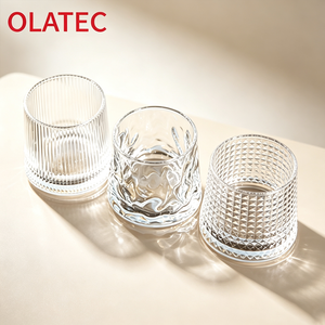 Verres à vin en gros, verres à whisky courts en cristal transparent à motif diamant <span class=keywords><strong>c</strong></span>ôtelé et gaufré, verrerie - Product Image 1
