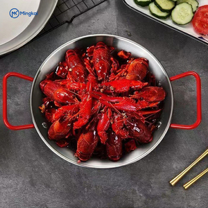 Olla de cocina para hervir mariscos plana de doble oreja de acero inoxidable pulido clásico comercial con platos de pescado para fiestas - Product Image 2