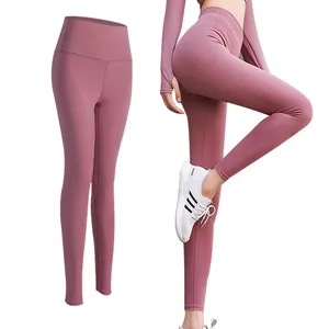 Оптовая продажа, высокое качество, очень большие, красные, розовые, пустые штаны для бега с эффектом пуш-ап, высокие эластичные штаны для йоги, леггинсы с разрезом по шву
