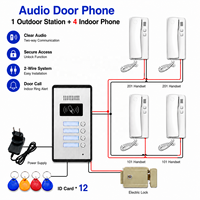 Sistema de Control de Acceso de 2 Hilos y 4 Piezas para Intercomunicación Interior, Impermeable, Montado en la Pared, para Entrada de Casa, Villa o Apartamento