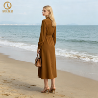 Fabricant de vêtements haut de gamme OEM ODM, robe longue maxi élégante pour femmes, robe décontractée à boutons, robe utilitaire pour femmes avec ceinture