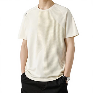 T-shirt en coton noir pour homme, coupe longue, Dry Fit, qualité sport, épais, imprimé intégral - Product Image 4