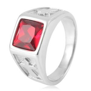 Yunnique – bague croix en acier inoxydable pour hommes, avec sertissage de pierre noire, style punk géométrique, bijoux à la mode, cadeau - Product Image 3