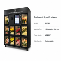 Distributeur automatique de bouquets de fleurs BRENU, paiement sans argent liquide 24h/24, paiement par code QR, graphismes personnalisés, gestion basée sur le cloud