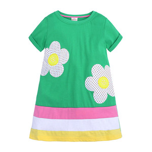 Nouvelle robe d'été pour bébé fille, style coton fantaisie, avec patch de dessin animé, manches courtes - Product Image 5