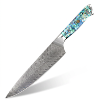 Couteau de Chef Professionnel 8 Pouces en Acier VG-10 Japonais Damas avec Manche en Résine et Coquille d'Ormeau Véritable pour Découper les Fruits